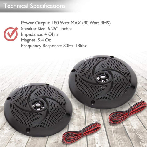 Altavoces Marinos Pyle Plmrs5b, 13,3 Cm, 180 W, Resistentes