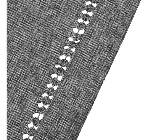 Camino De Mesa Rústico Gris Oscuro 35 X 183 Cm Con Doble Dob