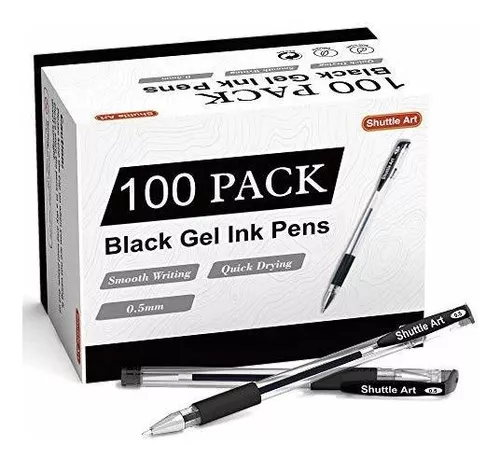 Bolígrafos de gel de alta calidad, tinta negra, punta fina de 0.028 in,  paquete de 10 unidades, escritura rápida y suave, para la escuela,  suministros
