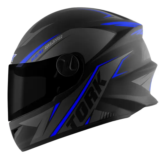 Capacete Fechado Pro Tork Liberty Four Kids Fk Viseira Fumê Azul Lisa Brilhante 53/54