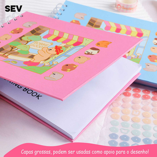 Livro De Colorir Bobbie Goods 50 Folhas Capa Dura 180g Azul-celeste