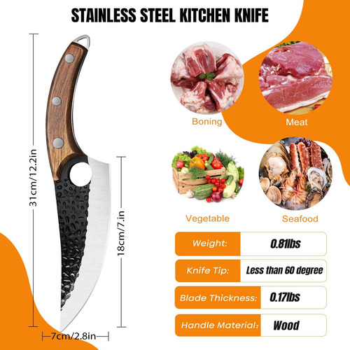 Cuchillo De Carnicero Forjado A Mano Con Funda Alto Carbon
