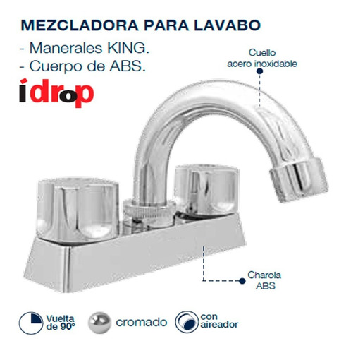 Llave Mezcladora Lavabo Cuerpo Abs Manerales Queen Económica