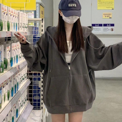 Chaqueta Tipo Sudadera Holgada Con Capucha Para Mujer