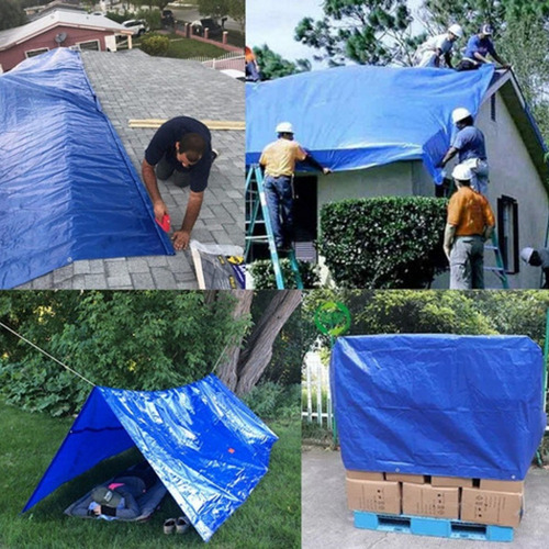 Lona Azul 8x5 Cobertura Camping Tenda Telhado Obra
