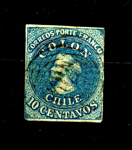 Sellos Postales De Chile. Primera Emisión N° 8, Años 1856-60