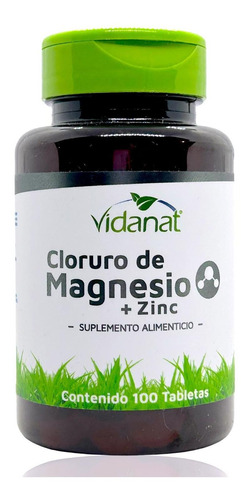 Cloruro De Magnesio Zinc 100 Tabletas Vidanat