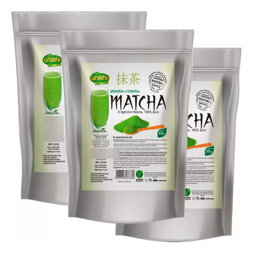 Matcha X 3 Unidades. Premium 100% Puro Y Orgánico. Unilife.