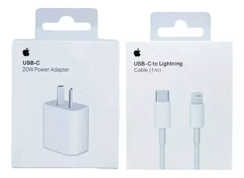 Cargador Rápido para iPhone o Apple de 20W tipo C cable Lightning IMPORTADO