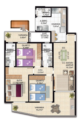 Imagem 30 de 30 de Apartamento Para Vender 3 Quartos, Com 103m², 3 Vagas De Garagem, Em Bento Ferreira, Vitória/es - 1746