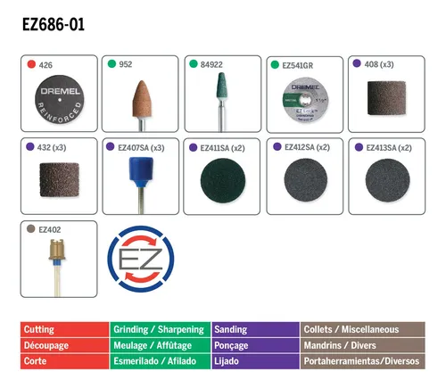 Kit De Accesorios Para Herramientas Rotativas Dremel Ez686-0