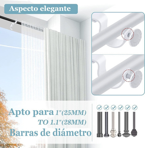 Para - 8pcs Soporte Cortinero Para Pared Ajustable Gancho