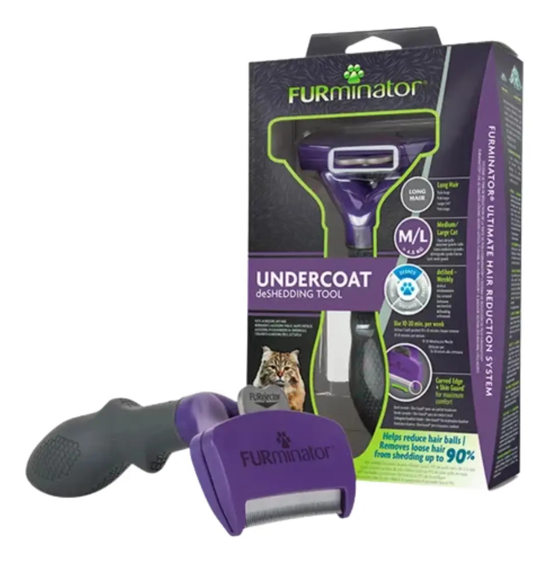 Escova Furminator Para Gato Médio/grande Pelos Longos Cor Roxo