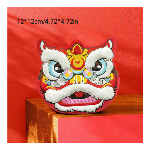 Bolso de peluche estilo chino C Lion Dance de 2 piezas