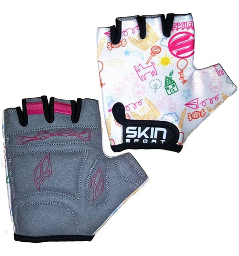 Luva Ciclismo Infantil Skin Sport Kids Branca Skin