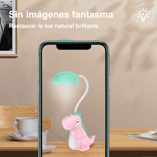 Lámpara De Escritorio Luz Led, Dinosaurio Y Cuidar La Vista Verde Claro