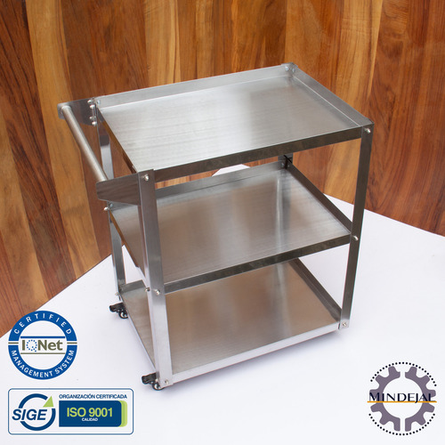 Carrito De Servicio Acero Inoxidable 3 Repisas Mindejal