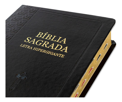 Bíblia Sagrada Letra Hipergigante Capa Pu Luxo Com Índice E Harpa - Preto