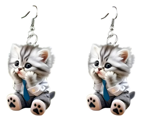 Set X2 Caravanas Forma Gato Gatito Tierno Bebe Acrilico
