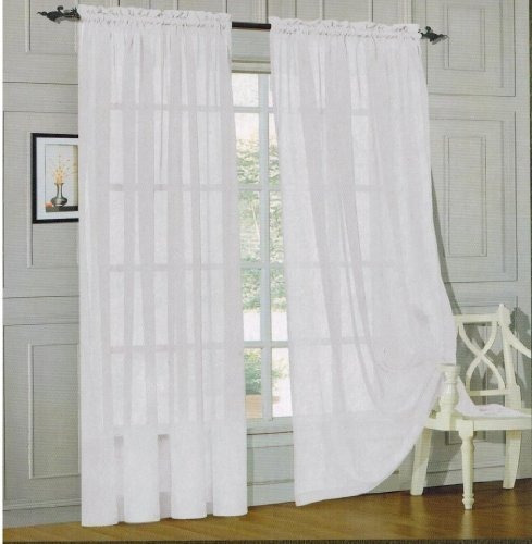 Elegante Panel Sheer Comfort Voile84 Ventana Cortinas Con 2 