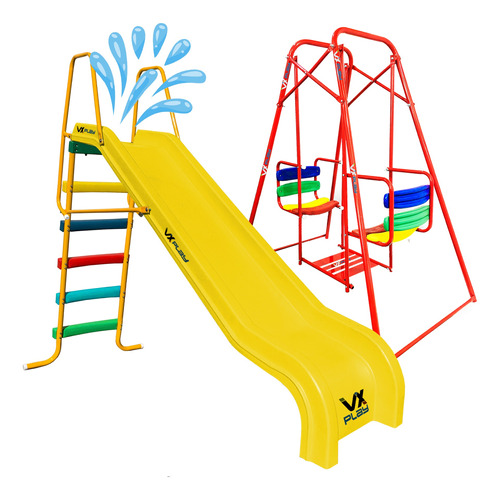 Combo Infantil Hamaca + Tobogan 5 Escalones Pvc Pileta Agua