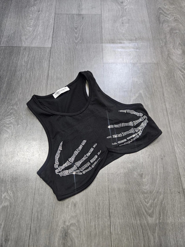 Crop Top Musculosa Strass Brillo Pinterest Dama Importado