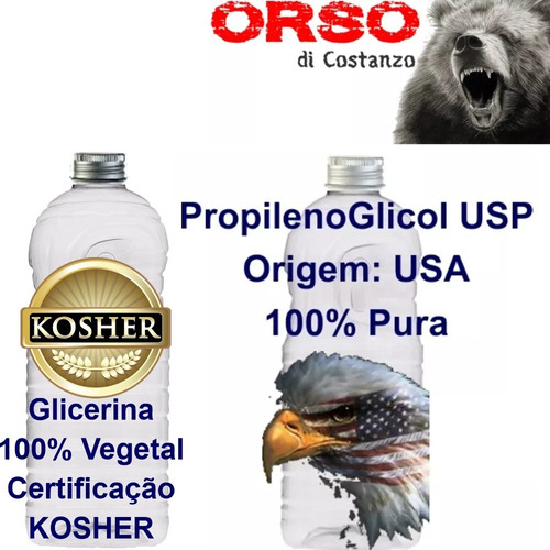 Glicerina Vegetal Usp Kosher 5l + Propileno Usp Usa 1l
