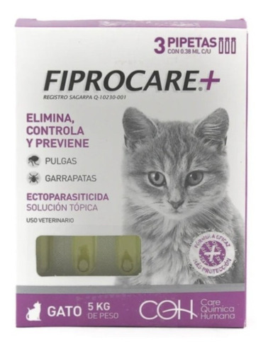 Pipetas Para Gato 1 Pack De 3 Pipetas Fiprocare