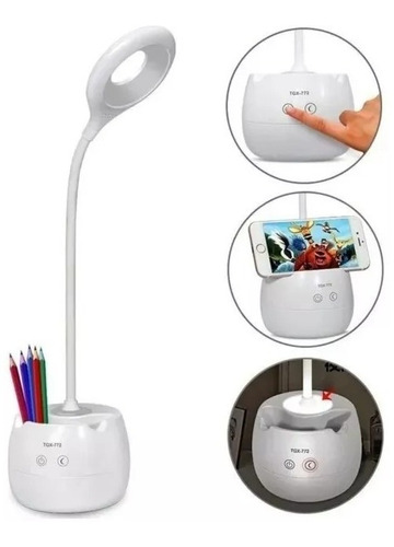 Velador Led Touch Lampara Mesa Carga Usb Inalambrica Color De La Estructura Blanco