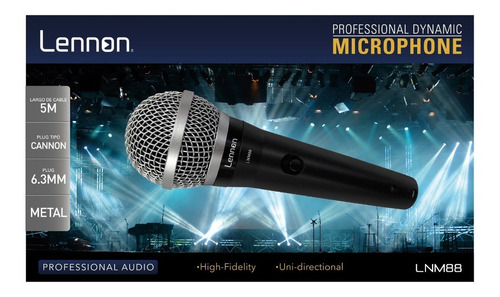 Micrófono Dinámico Lennon Profesional Ln-m88 Cable Color Negro