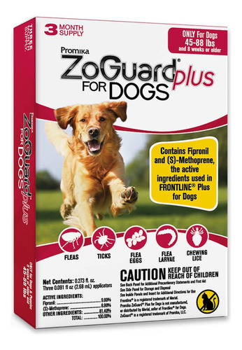 Prevención De Pulgas Y Garrapatas Para Perros Zoguard Plus (