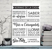 Comprar Cuadro 60x90cm Normas Casa Hogar Reir Alegria Reglas