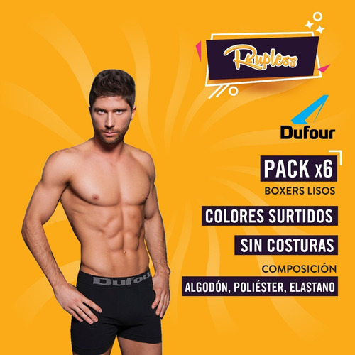Imagen 2 de 10 de Pack De 6 Boxers Dufour Original Lisos Sin Costuras Suave Al Cuerpo Descuento Por Cantidad Mayorista Colores Surtidos
