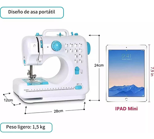 Máquina de costura portátil e elétrica Fixltfast 12 tipos de pontos