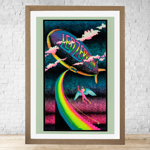 Cuadro Led Zeppelin 30x40 Cm Vidrio Listo Para Colgar C361 Marrón Claro Moderno