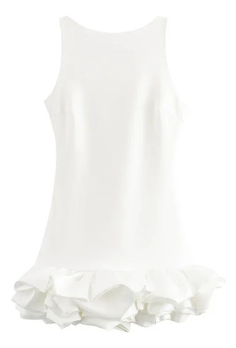 Minivestido Sin Mangas Con Dobladillo Con Volantes