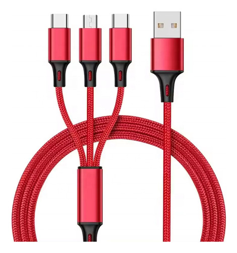 Cable Cargador Micro Usb Tipo C 3 En 1, Puerto Usb Múltiple,