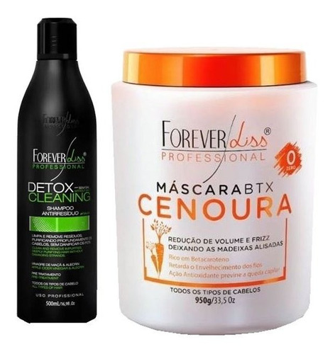 Kit Shampoo Detox 500ml E Btx Cenoura 1kg - Forever Liss