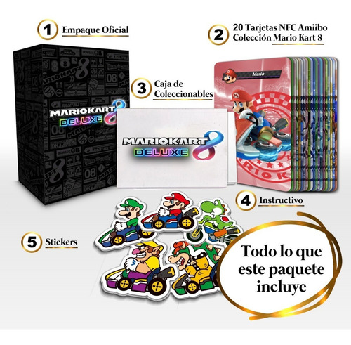 20 Tarjetas Nfc Amiibo- Mario Kart 8 Deluxe+ Empaque Oficial