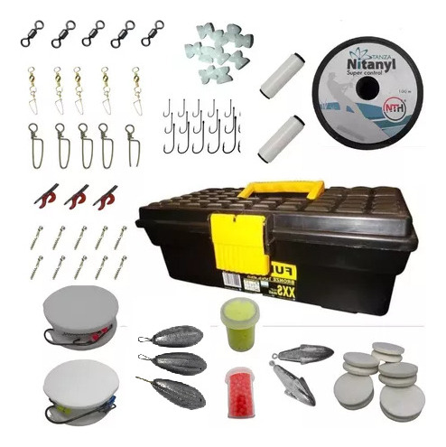 Combo Completo Para Pesca De Mar Kit 70 Articulos + Caja