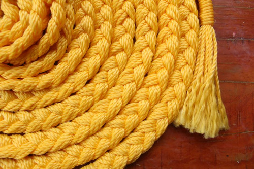 Soga Cuerda Para Hamaca Incluye Par De S Metalica Negra Color Amarillo Color
