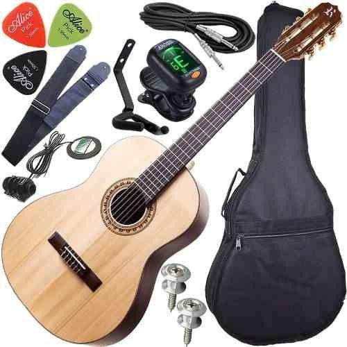 Kit Violão Eletroacústico Rozini Cordas Nylon Maciço Rx210