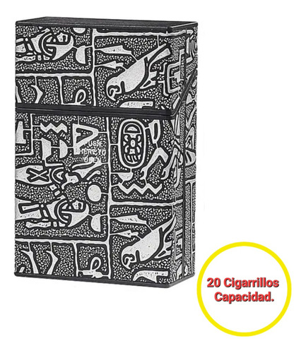 Cigarrera Resina Diseño Egipcio,cierre Automático,20cigarros