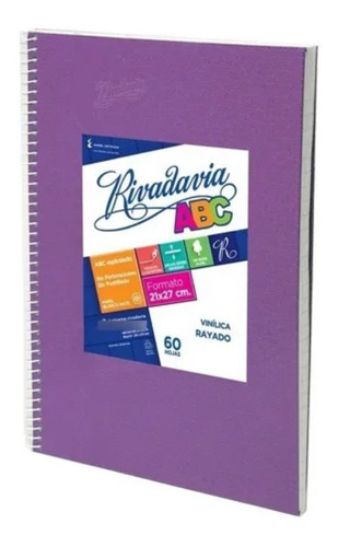 Cuaderno Rivadavia Abc 21 X 27 X 60 Hojas Forrado Color Lila rayadas