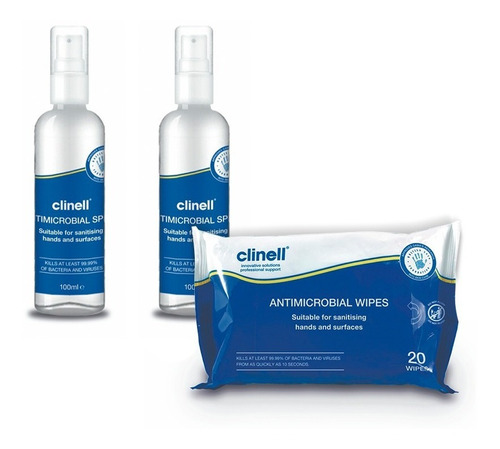 Kit 2 Spray + 1 Toallitas Desinfectantes Clinell- Plan B