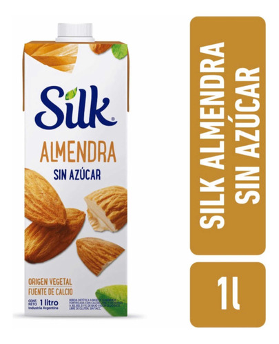 Bebida De Almendras Sin Azúcar Silk Natural X 1 L Pack X 12u