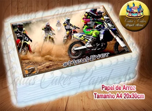 MOTO CROSS CIRCULAR TOPO DE BOLO (PAPEL FOTOGRÁFICO) - PAPEL ARROZ ESPECIAL