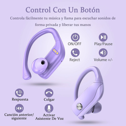 Occiam T17 Audífonos Inalámbricos Bluetooth Oreja Colgante Color Violeta