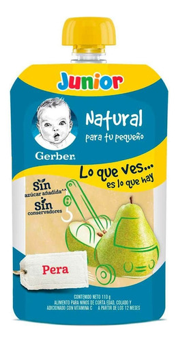 Papilla Gerber Junior Cuarta etapa de pera 12 meses 110 g