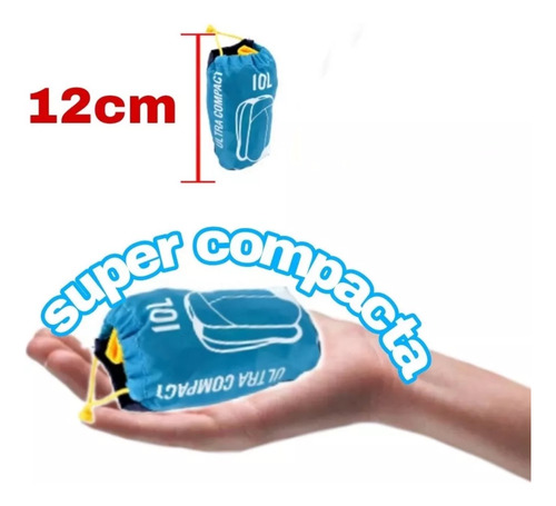 Mochila Quechua Arpenaz 10 Litros Super Compacta Celeste Liso